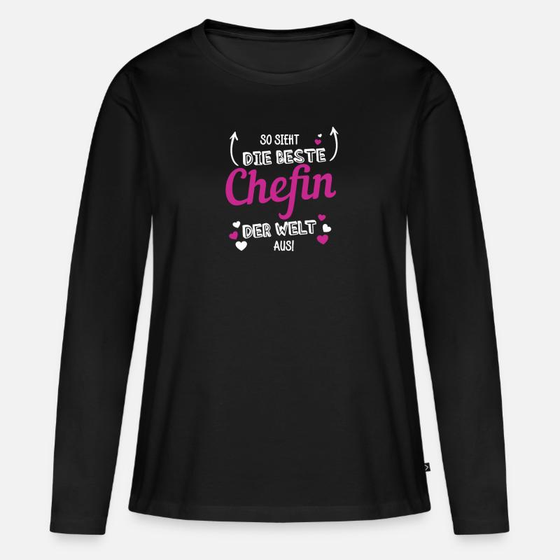 So sieht die beste Chefin der Welt aus! - Frauen Premium Bio Langarmshirt - Schwarz