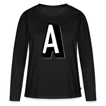 Lettre A - Alphabet A - T-shirt manches longues Premium bio Femme - noir - Devant - Julia (174cm)