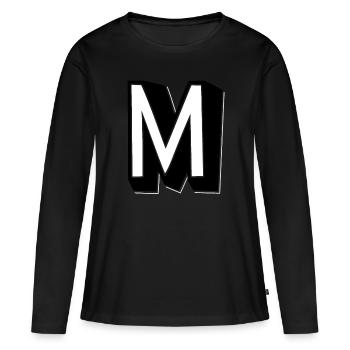 Lettre M - Alphabet M - T-shirt manches longues Premium bio Femme - noir - Devant - Julia (174cm)