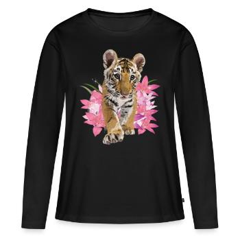 tigre du Bengale - T-shirt manches longues Premium bio Femme - noir - Devant - Julia (174cm)