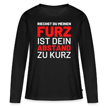Riechst du mein Furz ist der Abstand zu kurz pups - Frauen Premium Bio Langarmshirt - Schwarz - Vorne - Julia (174cm)