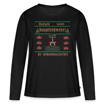 Befehl vom Hauptfw Ugly Christmas Bundeswehr - Frauen Premium Bio Langarmshirt - Schwarz - Vorne - Julia (174cm)