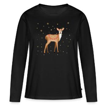 cerf - T-shirt manches longues Premium bio Femme - noir - Devant - Julia (174cm)