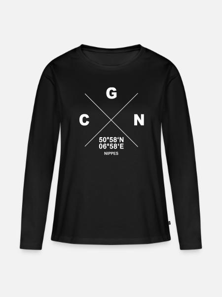 CGN Köln Nippes Veedel Koordinaten Geschenk - Frauen Premium Bio Langarmshirt - Schwarz