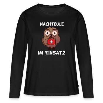 Nachteule, Krankenschwester, Pfleger, MFA Geschenk - Frauen Premium Bio Langarmshirt - Schwarz - Vorne - Julia (174cm)