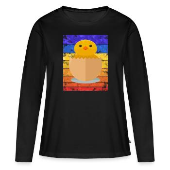 Küken Sunset - T-shirt manches longues Premium bio Femme - noir - Devant - Julia (174cm)