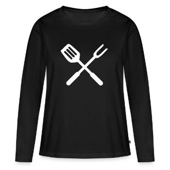 Grillzange Grillen Grill Grillbesteck Geschenk - Frauen Premium Bio Langarmshirt - Schwarz - Vorne - Julia (174cm)