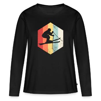 Retro Ski Ski - Frauen Premium Bio Langarmshirt - Schwarz - Vorne - Julia (174cm)