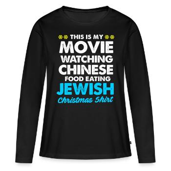 Hanoucca Noël Hanoukka Hanoucca Menorah - T-shirt manches longues Premium bio Femme - noir - Devant - Julia (174cm)