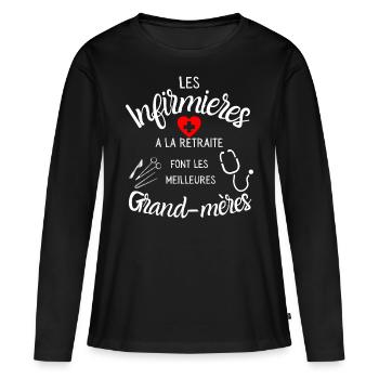 T-shirt infirmières retraite font meilleures - T-shirt manches longues Premium bio Femme - noir - Devant - Julia (174cm)