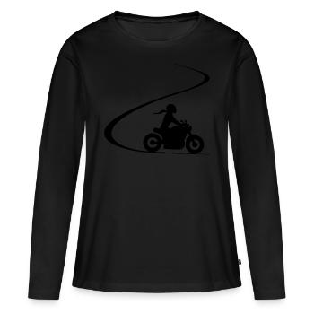 Biker in curve chopper motorcyclist cruiser - Women's Premium Organic Long Sleeve Shirt - black - Front - Julia (174cm)