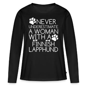 Chiens Lapphund finlandais Chien Lapinkoira - T-shirt manches longues Premium bio Femme - noir - Devant - Julia (174cm)