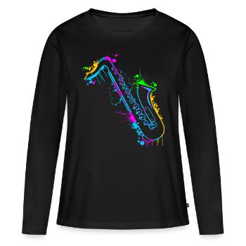 Saxophoniste Saxophoniste Saxophoniste - T-shirt manches longues Premium bio Femme - noir - Devant - Julia (174cm)