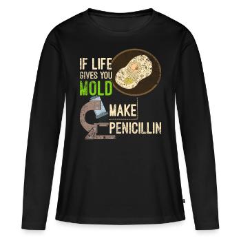 Biologie antibiotique de la pénicilline - T-shirt manches longues Premium bio Femme - noir - Devant - Julia (174cm)