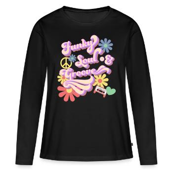 Soul et groove funky - T-shirt manches longues Premium bio Femme - noir - Devant - Julia (174cm)