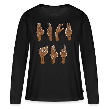 Fck AFD Gebärdensprache - Frauen Premium Bio Langarmshirt - Schwarz - Vorne - Julia (174cm)