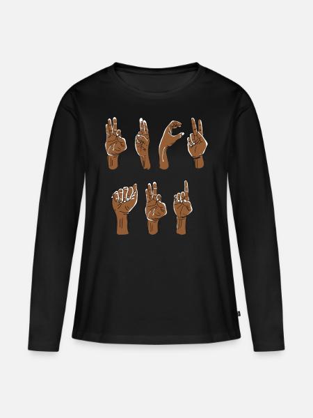 Fck AFD Gebärdensprache - Frauen Premium Bio Langarmshirt - Schwarz