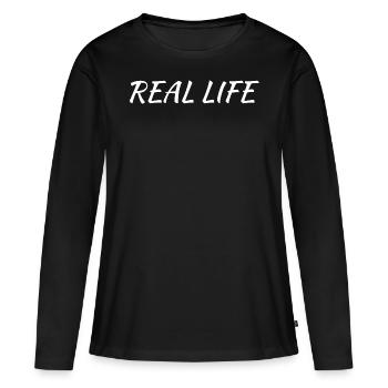 Vrai vie - T-shirt manches longues Premium bio Femme - noir - Devant - Julia (174cm)
