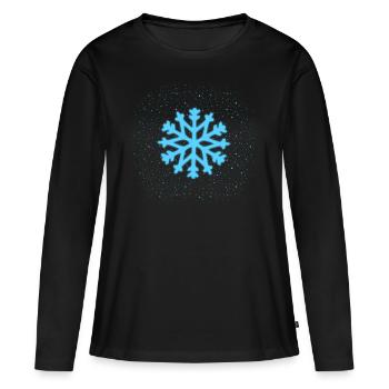Flocon de neige - T-shirt manches longues Premium bio Femme - noir - Devant - Julia (174cm)