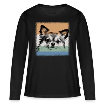 Chihuahua - Frauen Premium Bio Langarmshirt - Schwarz - Vorne - Julia (174cm)