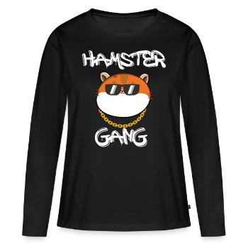 Hamster Gang - T-shirt manches longues Premium bio Femme - noir - Devant - Julia (174cm)
