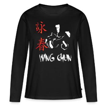 Wing chun Wingtsun Chinesische Symbole Schrift - Frauen Premium Bio Langarmshirt - Schwarz - Vorne - Julia (174cm)