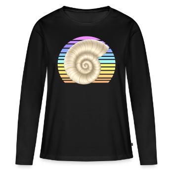 La coquille d’escargot au coucher du soleil - T-shirt manches longues Premium bio Femme - noir - Devant - Julia (174cm)