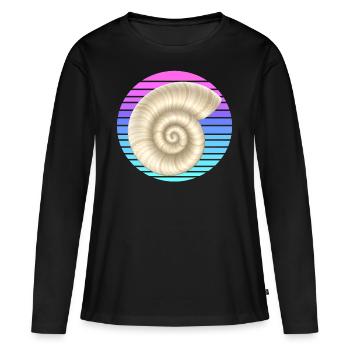 La coquille d’escargot au coucher du soleil - T-shirt manches longues Premium bio Femme - noir - Devant - Julia (174cm)