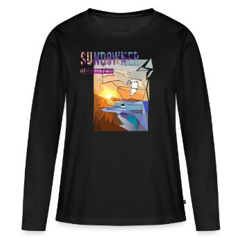 Sundowner Kitesurfer - Frauen Premium Bio Langarmshirt - Schwarz - Vorne - Julia (174cm)