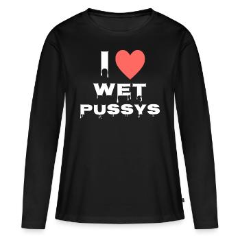 I love wet Pussys - Women's Premium Organic Long Sleeve Shirt - black - Front - Julia (174cm)