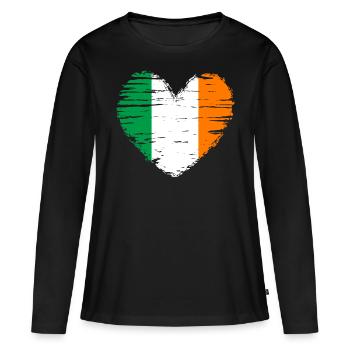 Irlande coeur drapeau blason - T-shirt manches longues Premium bio Femme - noir - Devant - Julia (174cm)