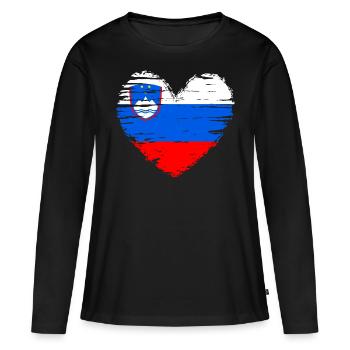 Drapeau drapeau de la Slovénie - T-shirt manches longues Premium bio Femme - noir - Devant - Julia (174cm)