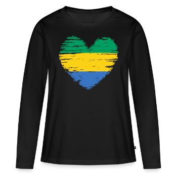 Drapeau drapeau drapeau gabonais - T-shirt manches longues Premium bio Femme - noir - Devant - Julia (174cm)