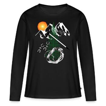 Bergsteiger Karabiner Sackleine Abseilen Gipfel - Frauen Premium Bio Langarmshirt - Schwarz - Vorne - Julia (174cm)