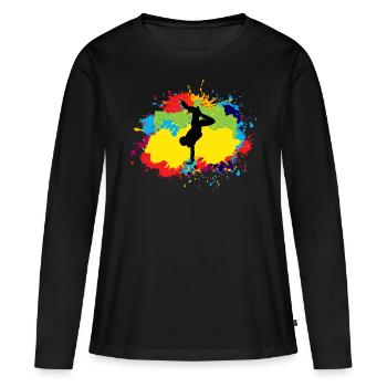 Breakdance Breakdancing Break-dancer Aquarelle - T-shirt manches longues Premium bio Femme - noir - Devant - Julia (174cm)
