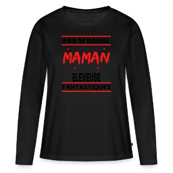 ELEVEUSE et Maman cadeau pour mère - T-shirt manches longues Premium bio Femme - noir - Devant - Julia (174cm)