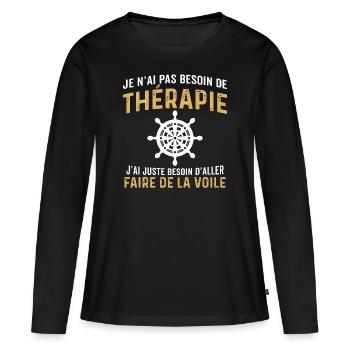 j'ai juste besoin d'aller faire de la voile - T-shirt manches longues Premium bio Femme - noir - Devant - Julia (174cm)