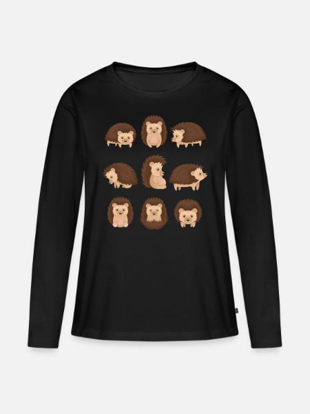 Igel - Frauen Premium Bio Langarmshirt - Schwarz