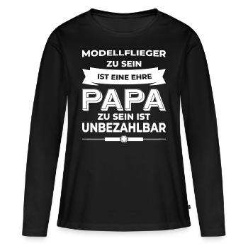 Modellflieger Papa - Frauen Premium Bio Langarmshirt - Schwarz - Vorne - Julia (174cm)