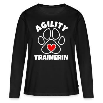 Agility Trainerin Hundesport Hunde Pfote - Frauen Premium Bio Langarmshirt - Schwarz - Vorne - Julia (174cm)