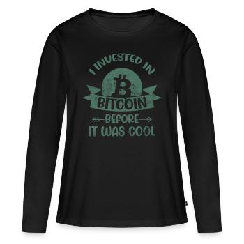 Bitcoin - T-shirt manches longues Premium bio Femme - noir - Devant - Julia (174cm)