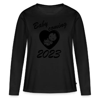 Pregnant in 2023, baby coming in 2023 - Women's Premium Organic Long Sleeve Shirt - black - Front - Julia (174cm)