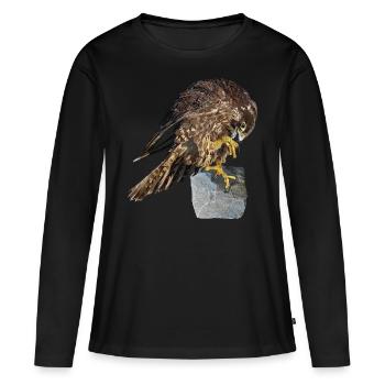 Faucon pèlerin - T-shirt manches longues Premium bio Femme - noir - Devant - Julia (174cm)