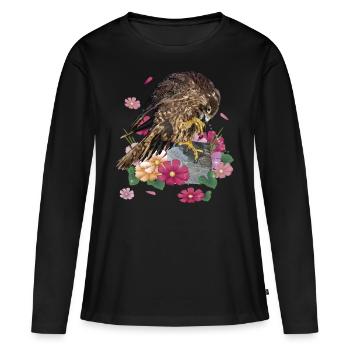 Faucon pèlerin - T-shirt manches longues Premium bio Femme - noir - Devant - Julia (174cm)