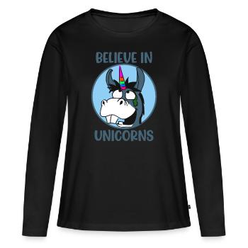 Croire Licorne - T-shirt manches longues Premium bio Femme - noir - Devant - Julia (174cm)