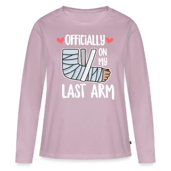 Le sort de la fracture du bras pour quelqu’un avec une cassée - T-shirt manches longues Premium bio Femme - rose poudré - Devant - Julia (174cm)