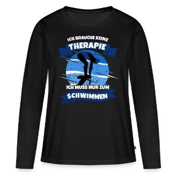 Schwimmer Schwimmen - Frauen Premium Bio Langarmshirt - Schwarz - Vorne - Julia (174cm)