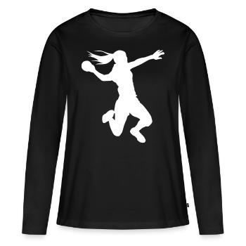 Handball Spielerin - Frauen Premium Bio Langarmshirt - Schwarz - Vorne - Julia (174cm)