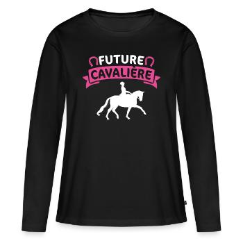 future cavalière - T-shirt manches longues Premium bio Femme - noir - Devant - Julia (174cm)