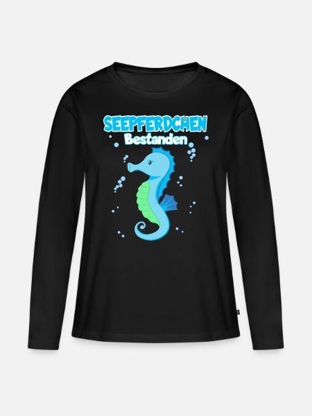 Seepferdchen Bestanden Schwimmabzeichen - Frauen Premium Bio Langarmshirt - Schwarz